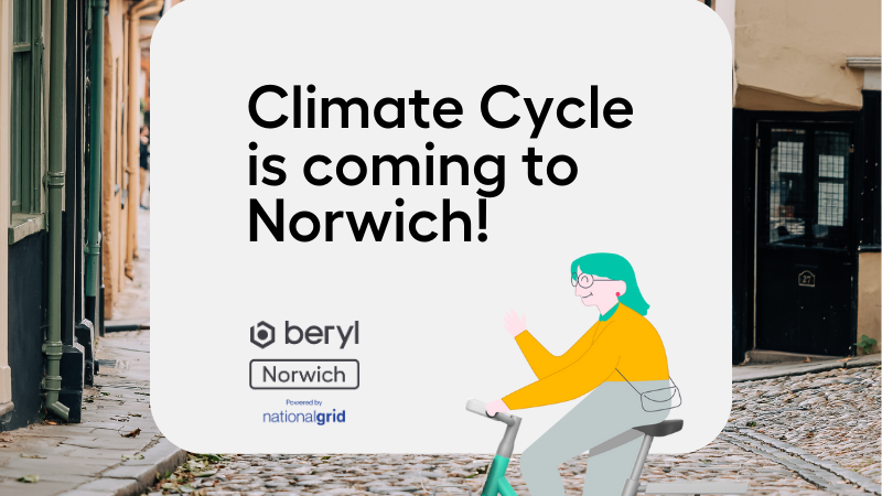 Text image says 'climate cycle is coming to Norwich!'